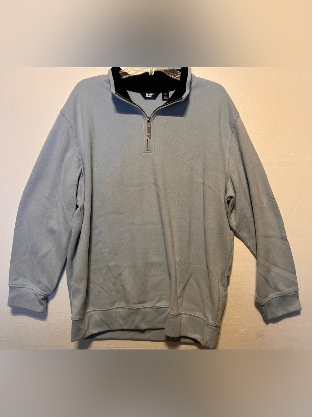 Lands' End Men’s XL Light Blue Half-Zip Fleece Pullover